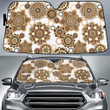 Vintage Aztec Pattern Hibiscus Flower White Theme Car Sun Shades Cover Auto Windshield