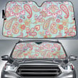 Chromatic Tropical Flower And Leaves Green Mint Theme Car Sun Shades Cover Auto Windshield