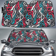 Grey Red Mint Grunge Graffiti Geometric Shapes All Over Print Car Sun Shades Cover Auto Windshield