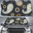 Grey And Beige Paisley Flower Pattern Grey Theme Car Sun Shades Cover Auto Windshield