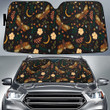 Adorable Butterfly Over Moon Brown Tone Car Sun Shades Cover Auto Windshield