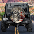 American Grey Wolf In Forest Hand Drawn Pattern Printed Car Spare Tire Cover