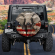 Vintage Great Elephant In Forest Hand Drawn American Flag Pattern Printed Car Spare Tire Cover