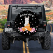 Funny Yoga Alpaca Namaste Flower Pattern Black Theme Printed Car Spare Tire Cover