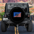 Detroit American Flag Pattern Black Printed Car Spare Tire Cover