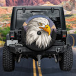 Sunset USA Bald Eagle Head Black Pattern Printed Car Spare Tire Cover