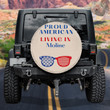 Proud American Living In Moline American Flag Black Theme Printed Car Spare Tire Cover