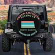 Proud American Living In North Dakota American Flag Black Theme Printed Car Spare Tire Cover