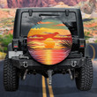 Orange Sunset Lovers Beach Scenary Tropical Palm Tree Printed Car Spare Tire Cover