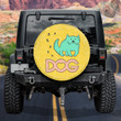 Dog Dunny Caricature Animal Lovers Cute Dog Mastiff Yellow Theme Printed Car Spare Tire Cover