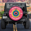 Stylized Compass Never Stop Exploring Pink Theme Printed Car Spare Tire Cover