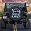 The World Is Yours To Explore Summer Vibe Black Theme Printed Car Spare Tire Cover