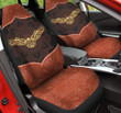 Golden Eagle Back Floral Circle Pattern On Dark Orange Background Car Seat Covers