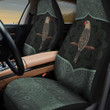 Red Billed Quelea Floral Circle Pattern On Dark Green Background Car Seat Covers