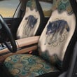 Realistic Wolf Pictures Vintage Flower Patterns Background Car Seat Covers
