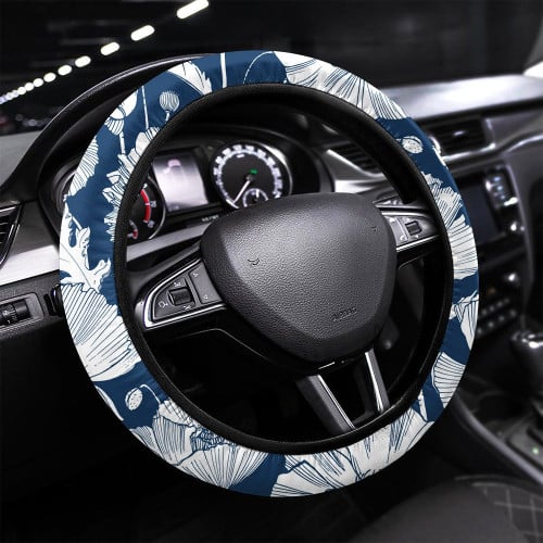 Beautiful Tropical Print With Palm Leaves Printed Car Steering Wheel Cover