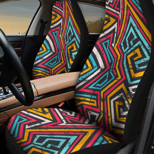 Multicolor Tiny Grunge Graffiti Geometric Shapes All Over Print All Over Print Car Seat Cover