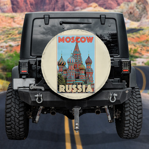 Moscow Russia Signature Destination Light Brown Spare Tire Cover