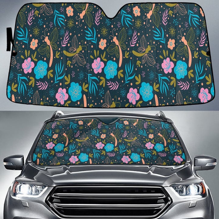 Stylized Chinese Hibiscus Flower And Butterfly Car Sun Shades Cover Auto Windshield