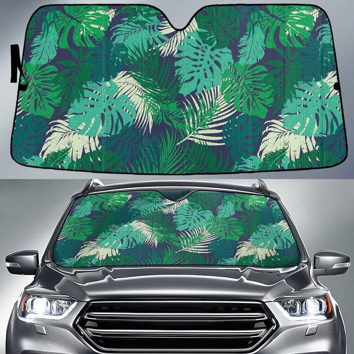 Tone Of Green Monstera Leaf Tropical Leaf Car Sun Shades Cover Auto Windshield