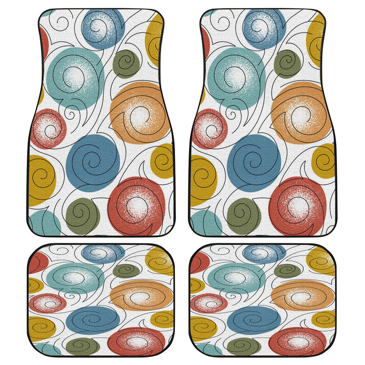 Chromatic Blowing Winds Cartoon Drawing Style White Theme All Over Print Car Floor Mats