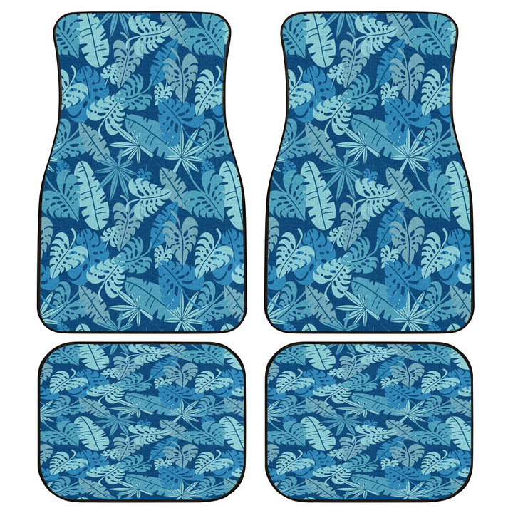 Tone Of Blue Monstera And Banana Leaf All Over Print Car Floor Mats