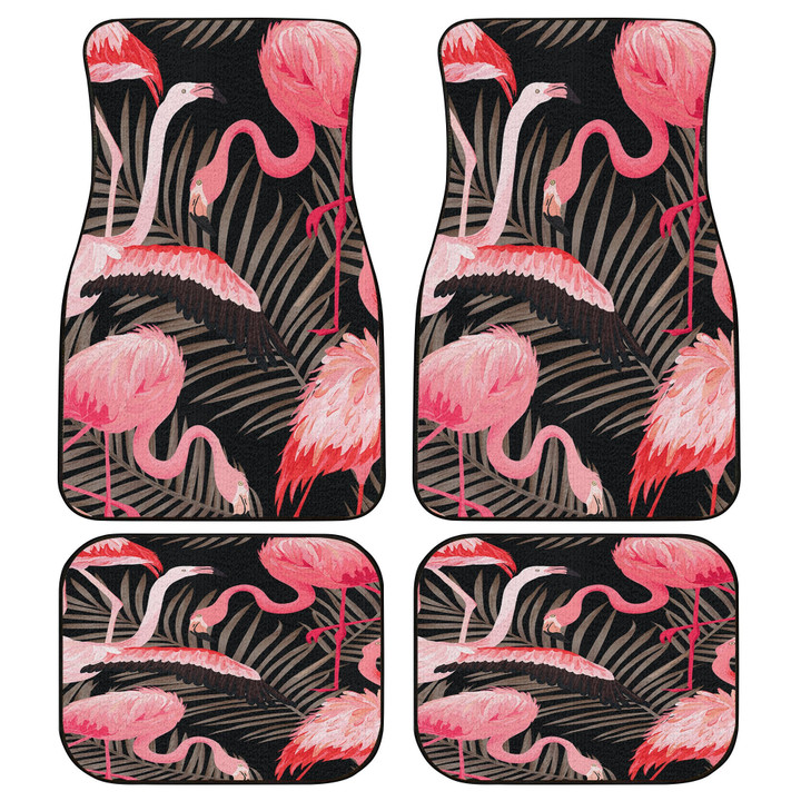 Flying Flamingo Animal Classic Palm Leaves Pattern All Over Print Car Floor Mats