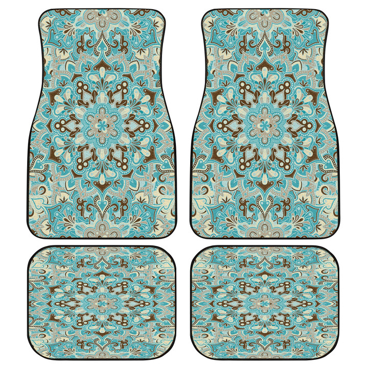 Tone Of Mint Mirrored Vintage Paisley Pattern Illustration Theme All Over Print Car Floor Mats