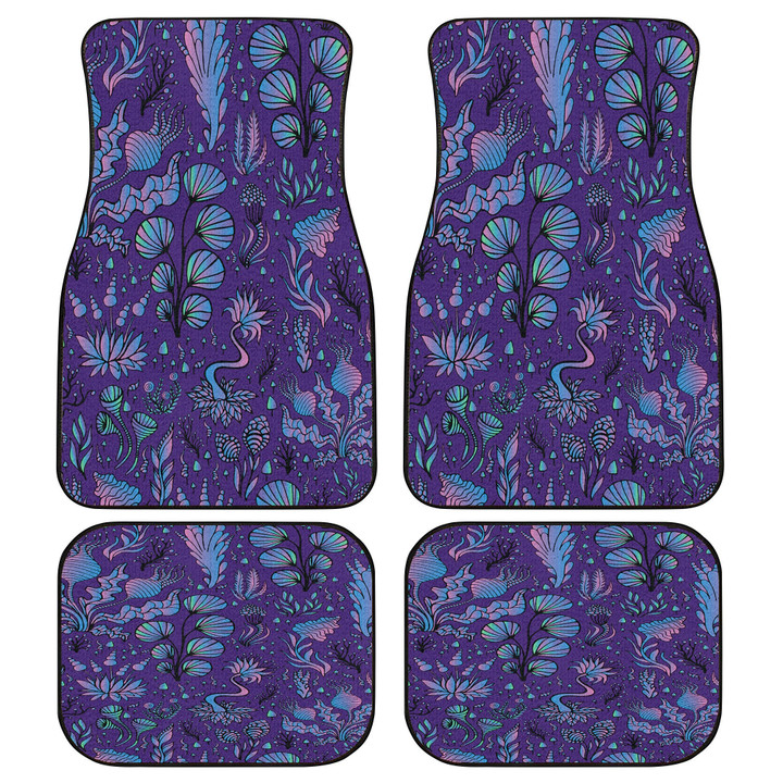 Purple Coral Tree Plant Under The Sea Black Theme All Over Print Car Floor Mats
