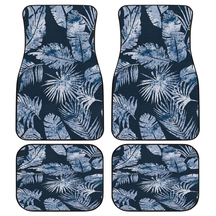 Collection Of Monstera And Classic Palm Leave Navy Theme All Over Print Car Floor Mats