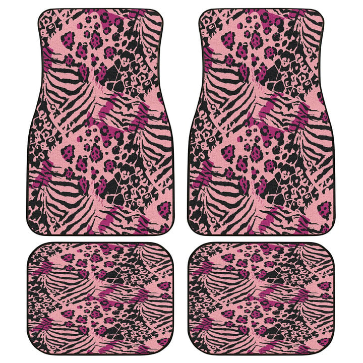 Purple Combination Of Zebra And Leopard Skin Texture Purple All Over Print Car Floor Mats