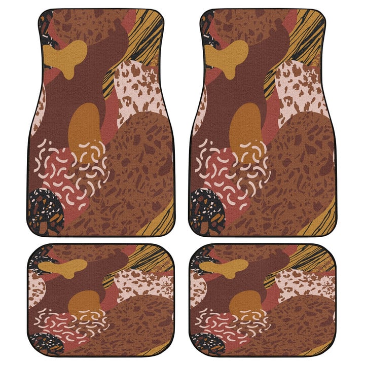 Brown Tone Zebra And Leopard Skin Texture All Over Print All Over Print Car Floor Mats