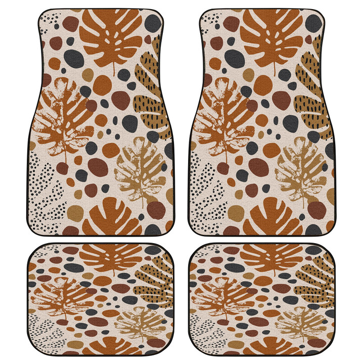 Monstera Leaf And Shadows In Different Versions Dot Pattern All Over Print Car Floor Mats