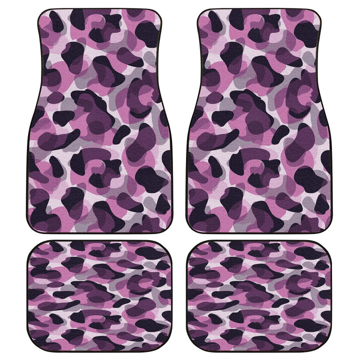 Black And Pink Large Leopard Skin Texture All Over Print Car Floor Mats