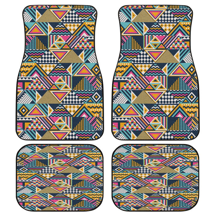 Colorful Aztec Pattern Checkered Board All Over Print Car Floor Mats