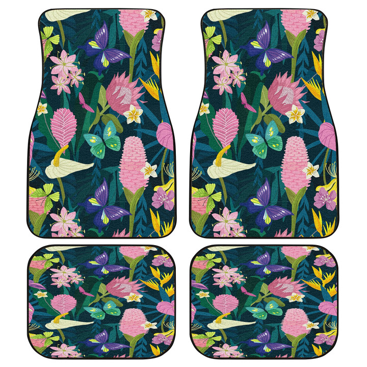 Colorful Butterfly And Pinky Flamingo Jewel Pagoda Ginger All Over Print Car Floor Mats