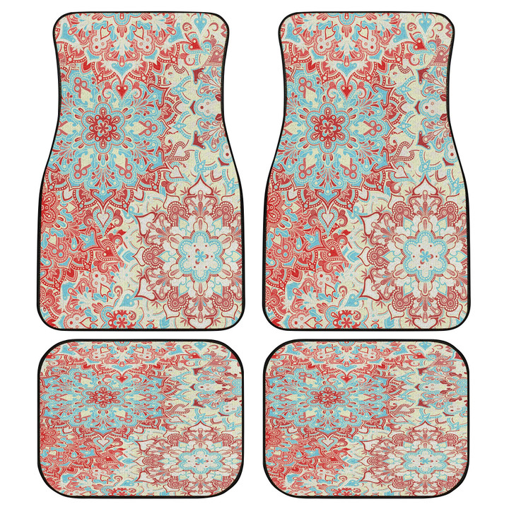 Red And Blue Flower Paisley Pattern Red Tone All Over Print Car Floor Mats