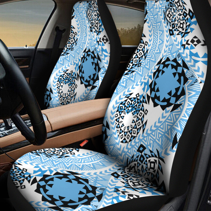 Blue Tone Vintage Paisley Pattern Geometric Theme All Over Print Car Seat Cover