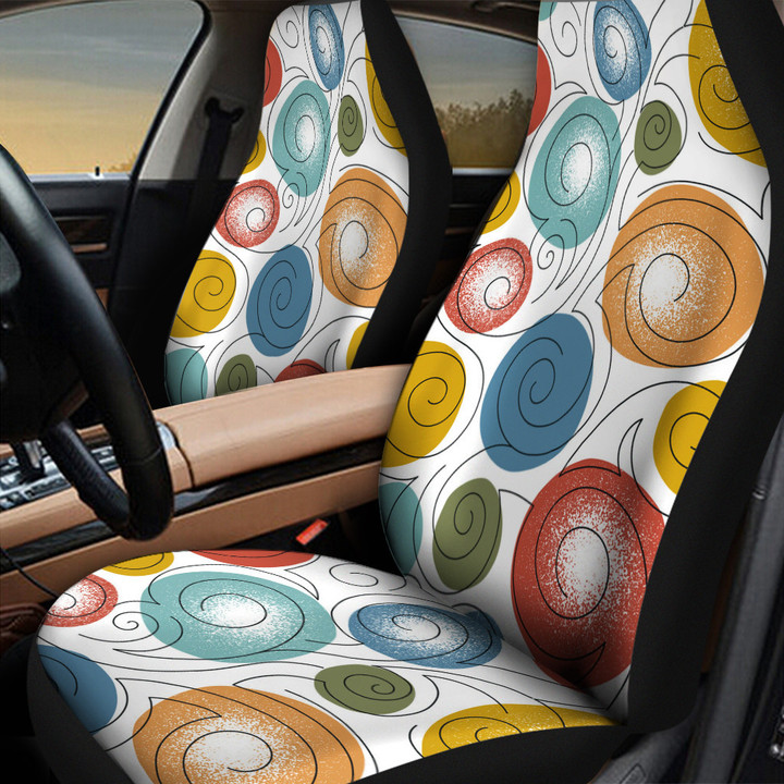 Chromatic Blowing Winds Cartoon Drawing Style White Theme All Over Print Car Seat Cover