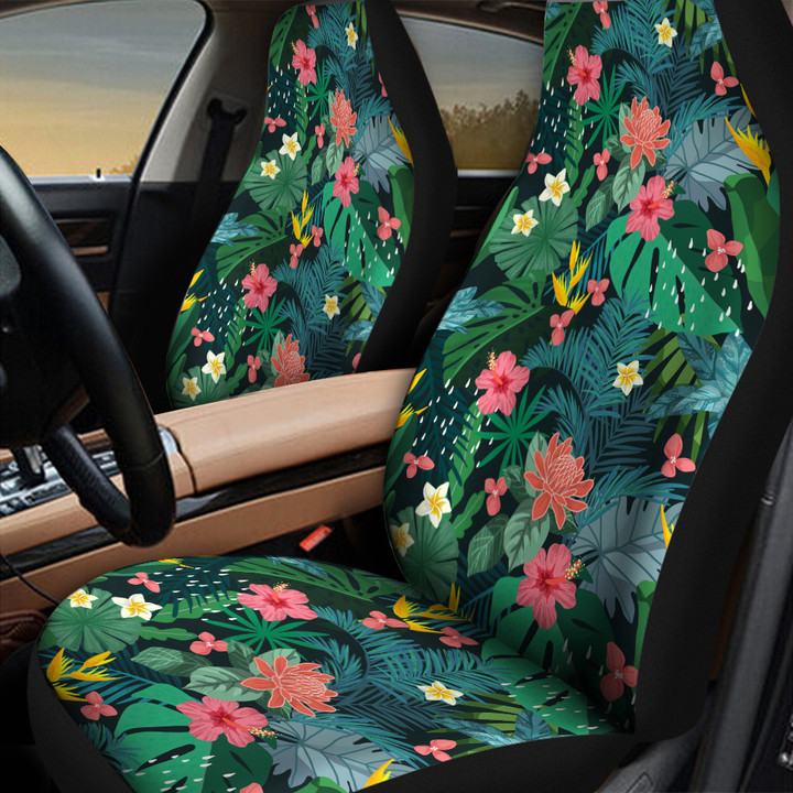 Pretty Water Lily And Hibiscus Flower Car Seat Cover