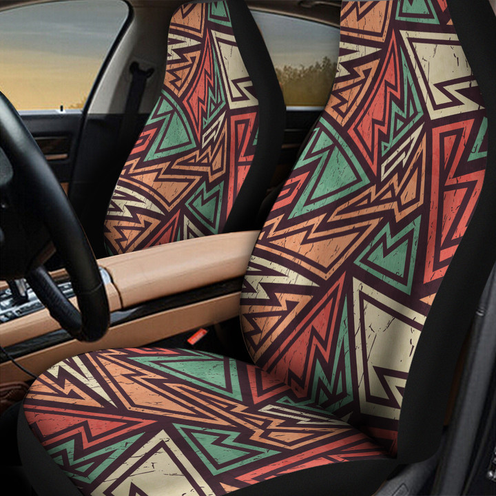 Green Red Aztec Pattern Geometric Texture All Over Print Car Seat Cover