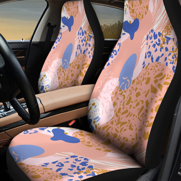 Orange And Blue Tone Leopard Skin Texture All Over Print All Over Print Car Seat Cover