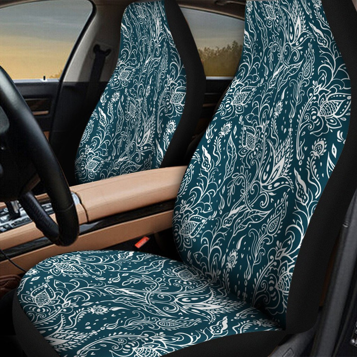 Tone Of Charcoal Vintage Paisley Flower Pattern Illustration Theme All Over Print Car Seat Cover