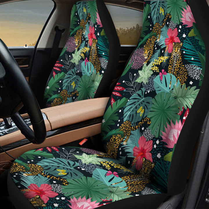 Red Hibiscus And Pink Lotus Flower Collection All Over Print Car Seat Cover