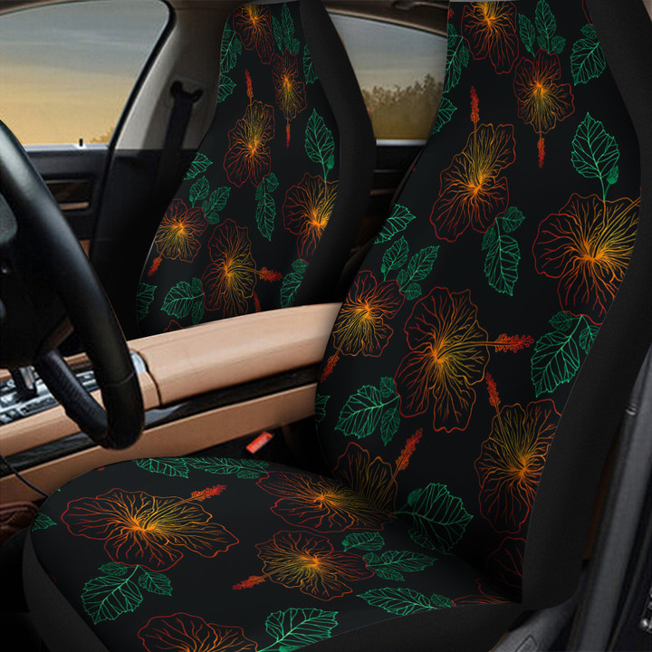 Neon Hawaiian Hibiscus Flower Light For Night All Over Print Car Seat Cover