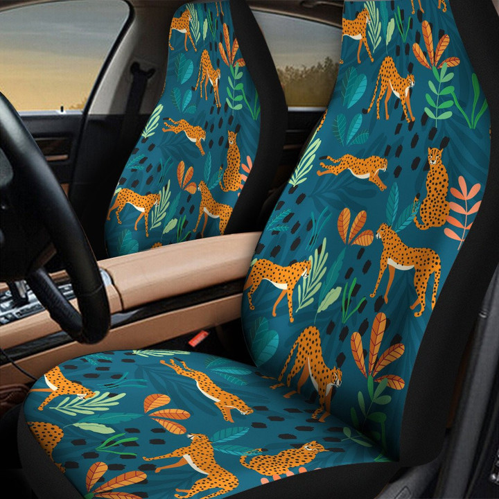 Sleeping Jaguar Somewhere In The Jungle Green Theme All Over Print Car Seat Cover