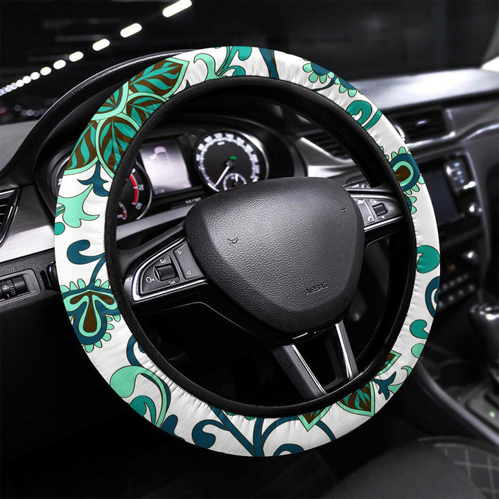 Hawaiian Tribal Hibiscus Fabric Patchwork Printed Car Steering Wheel Cover
