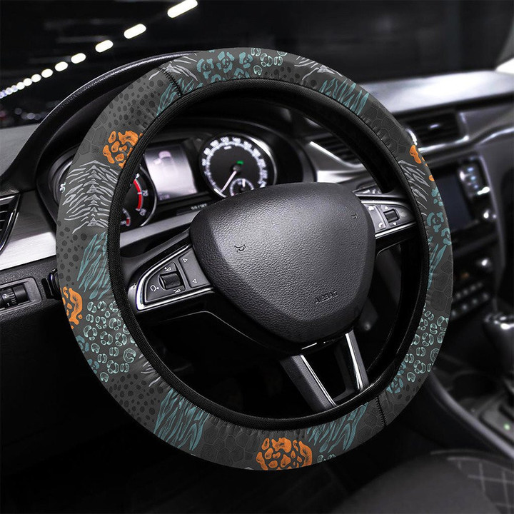Seamless Skull Pattern Printed Car Steering Wheel Cover