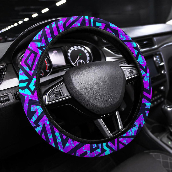 African Geometric Seamless Pattern Printed Car Steering Wheel Cover