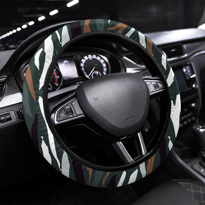 Abstract Camouflage Seamless Pattern Tiger Skin Printed Car Steering Wheel Cover